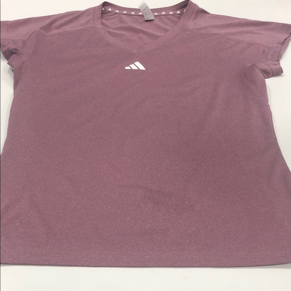 Adidas AEROREADY V-Neck Short Sleeve Tee - Light Mauve - XS - Picture 8 of 9